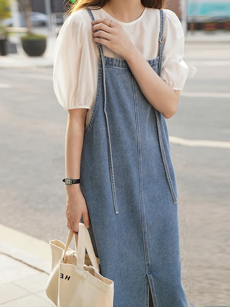 Женское джинсовое платье на бретелях-спагетти, свободное Универсальное длинное платье без рукавов с разрезом в Корейском стиле ретро, лето 2023
Женское джинсовое платье на бретелях-спагетти, свободное Универсальное длинное платье без рукавов с разрезом в Корейском стиле ретро, лето 2023