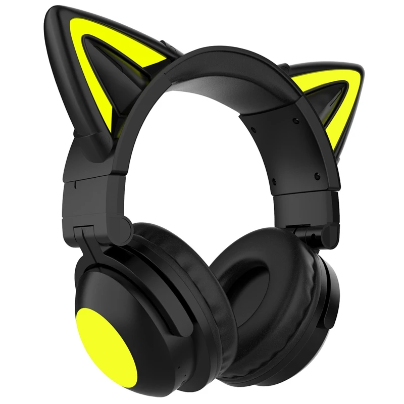 Наушники с кошачьими ушками компьютерные наушники лампочками Bluetooth 5 0 встроенный