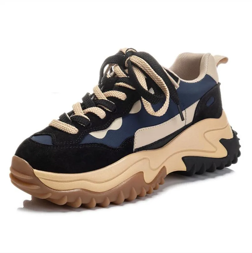 Platform Sneakers Women Suede Leather Patchwork Fabric Round Toe Mixed Color Lace-Up Chunky Sole Ladies Trainers
Platform Sneakers Women Suede Leather Patchwork Fabric Round Toe Mixed Color Lace-Up Chunky Sole Ladies Trainers
