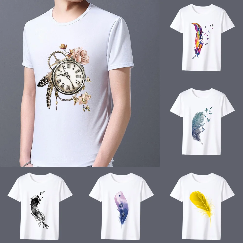 Feather Print Graphic Print Series Fashionable Men's Classic White T-shirt Casual O-neck Commuter Comfortable Men's Slim Shirt
Feather Print Graphic Print Series Fashionable Men's Classic White T-shirt Casual O-neck Commuter Comfortable Men's Slim Shirt