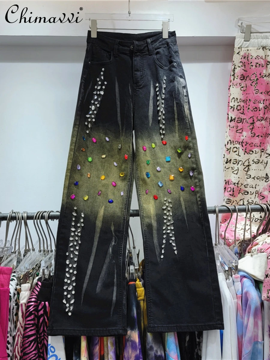 Exquisite Rhinestone Gradient Tie-Dyed Jeans Women Autumn New Loose Slim Trousers Streetwear High Waist Straight-Leg Pants
Exquisite Rhinestone Gradient Tie-Dyed Jeans Women Autumn New Loose Slim Trousers Streetwear High Waist Straight-Leg Pants
