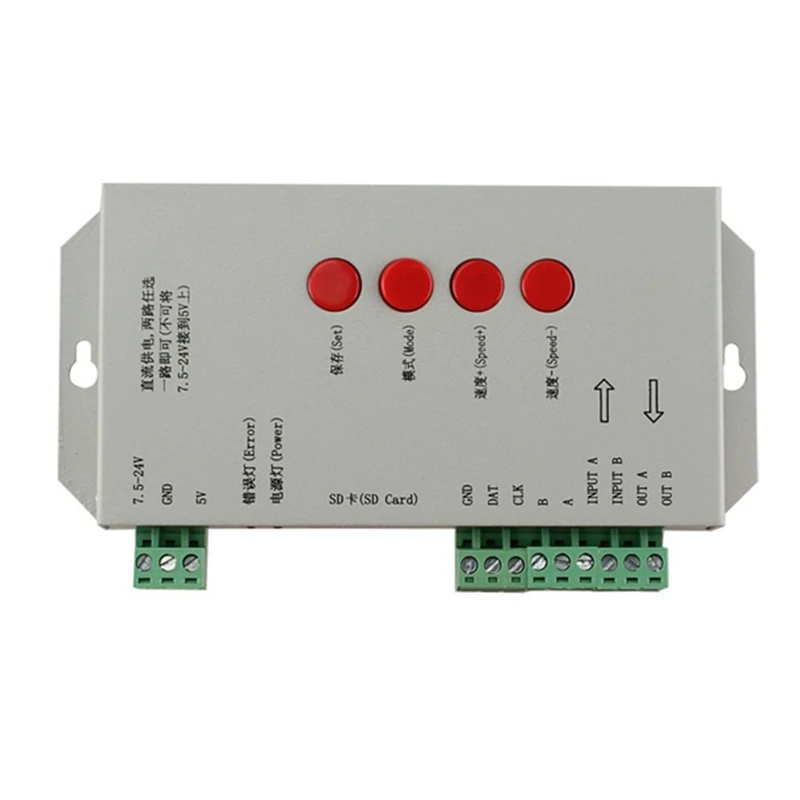 T1000S 2048 Pixels DMX 512 Controller SD Card WS2801 WS2811 WS2812B LPD6803 LED Strip DC5V-24V RGB Full Color Controller
T1000S 2048 Pixels DMX 512 Controller SD Card WS2801 WS2811 WS2812B LPD6803 LED Strip DC5V-24V RGB Full Color Controller