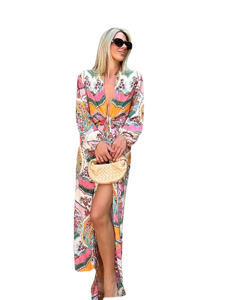 Vintage Floral Print V Neck Long Dress Women Puff Sleeve Sashes Front Split Dress Fashion 2022 Summer Boho Dress
Vintage Floral Print V Neck Long Dress Women Puff Sleeve Sashes Front Split Dress Fashion 2022 Summer Boho Dress