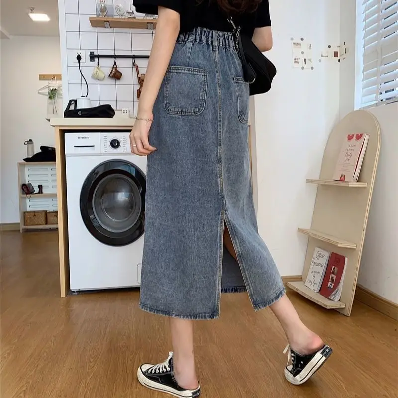 2023 New Summer Korean Style Women Loose Casual A-line Mid-calf High Waist Skirt Pocket Patchwork Cotton Denim Skirts P563
2023 New Summer Korean Style Women Loose Casual A-line Mid-calf High Waist Skirt Pocket Patchwork Cotton Denim Skirts P563