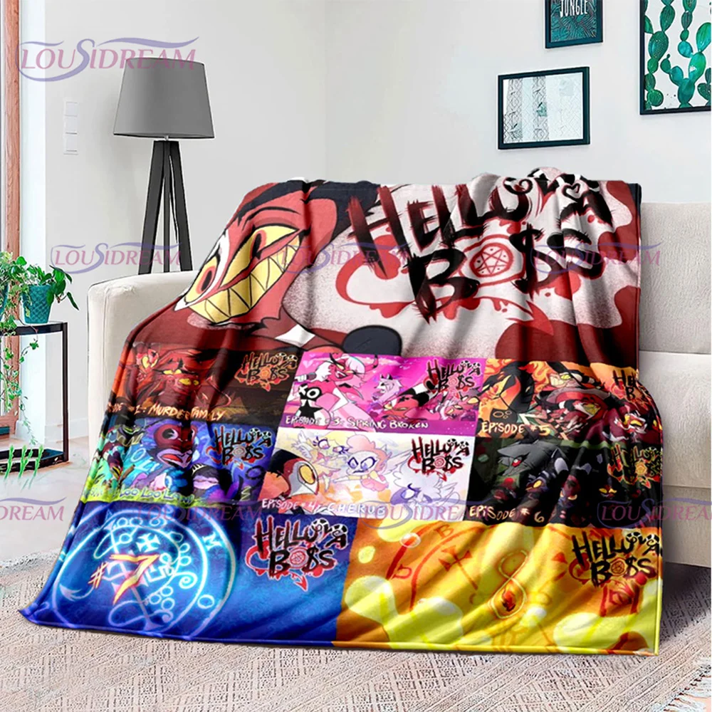 

Плюшевое фланелевое одеяло для взрослых, мягкое покрывало для кровати, гостиной, спальни, дивана, креативная анимация, Helluva Boss Blitzo