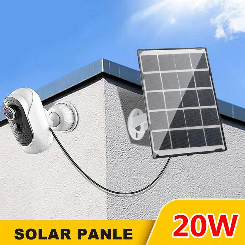 20W Mini Solar Panel Waterproof for IP Security Camera Outdoor Solar Power Panel Charger with 5M/16Ft 5V MicroUSB Charging Cable
20W Mini Solar Panel Waterproof for IP Security Camera Outdoor Solar Power Panel Charger with 5M/16Ft 5V MicroUSB Charging Cable