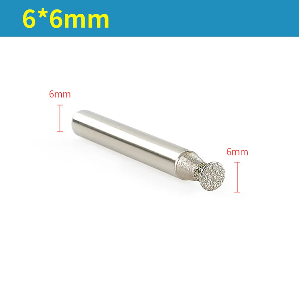 

1pc 6mm Shank Diamond Grinding Head Mounted Points Carving Grinding Bit For Stone Jade Carving Polishing Engraving Tools
