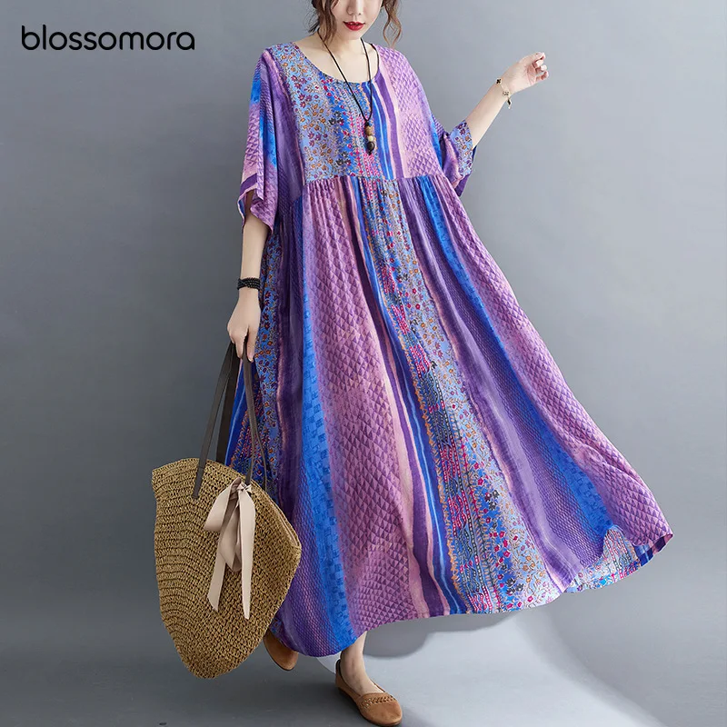 Blossomora 2022 Summer Dress Women Vestidos Sundress Beach Flowers Print Oversize Cotton Linen Loose Causal Purple Long Dress
Blossomora 2022 Summer Dress Women Vestidos Sundress Beach Flowers Print Oversize Cotton Linen Loose Causal Purple Long Dress