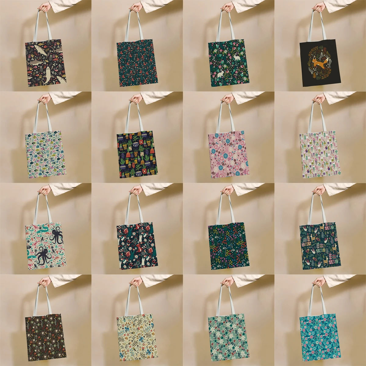 Ethnic Style Animal and Flower Prints Pattern Reusable Shopping Bag Canvas Tote Bags Printing Eco Bag Shopper Shoulder Bags
Ethnic Style Animal and Flower Prints Pattern Reusable Shopping Bag Canvas Tote Bags Printing Eco Bag Shopper Shoulder Bags