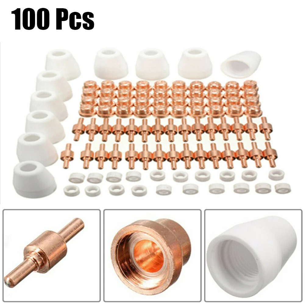 100PCS Plasma Cutter Accessories For Cutter Torch Consumables KIT Plasma Electrodes Tips Nozzle Fit CUT40 CUT50 CT312
100PCS Plasma Cutter Accessories For Cutter Torch Consumables KIT Plasma Electrodes Tips Nozzle Fit CUT40 CUT50 CT312