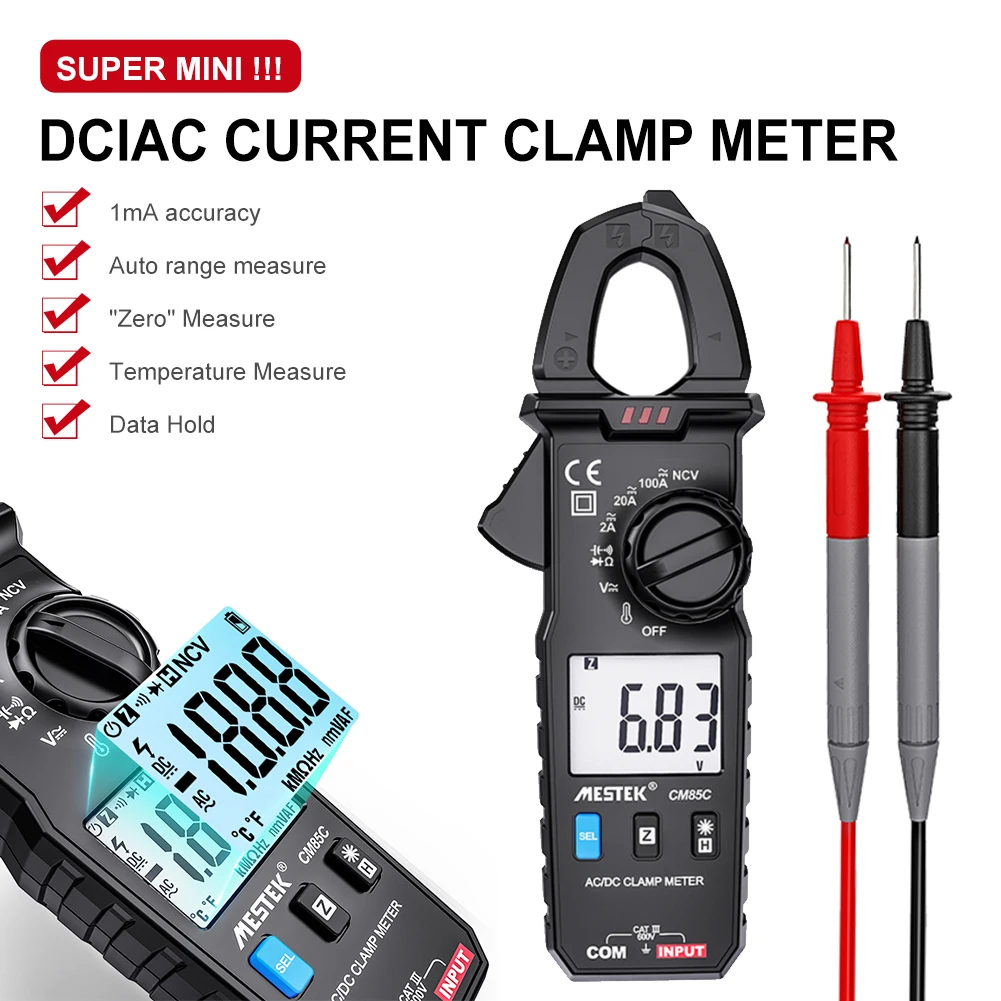 Mini Clamp Meter Auto Range High Precision Multimeter DC/AC Protable Digital Clamp Meter with LCD Screen Measures
Mini Clamp Meter Auto Range High Precision Multimeter DC/AC Protable Digital Clamp Meter with LCD Screen Measures