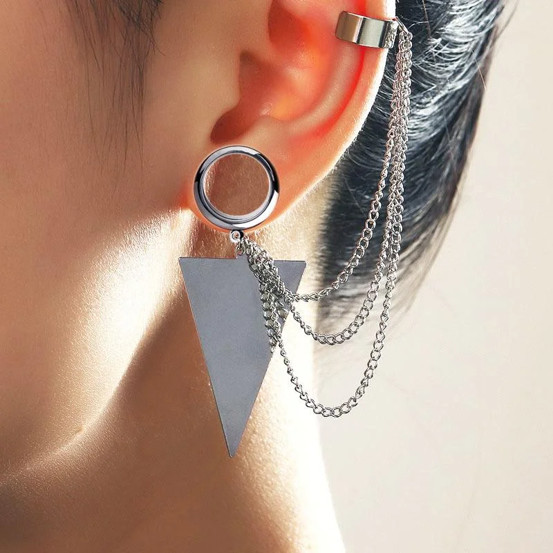 1Pc Screw Fix Punk Triangle Pendant with Chain Clip Ear Tunnel Plugs and Gauges Flesh Piercing Expander Plug Earrings
1Pc Screw Fix Punk Triangle Pendant with Chain Clip Ear Tunnel Plugs and Gauges Flesh Piercing Expander Plug Earrings