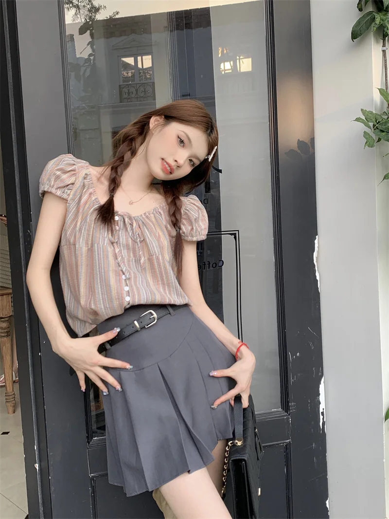 GM3936 Bubble Sleeve Shirt Women's Summer 2023 New Sweet Drawstring Design Feel Loose Short Sleeve 
GM3936 Bubble Sleeve Shirt Women's Summer 2023 New Sweet Drawstring Design Feel Loose Short Sleeve