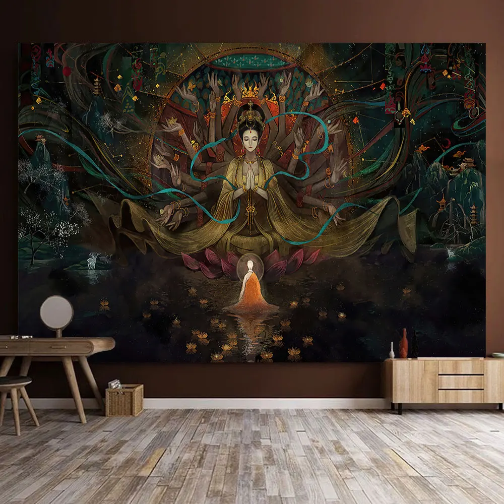 Thousands Of Hands Avalokitesvara Home Decor Hippie Wall Hanging Psychedelic Religious Painted Tibetan Buddha Tapestry 95x73cm
Thousands Of Hands Avalokitesvara Home Decor Hippie Wall Hanging Psychedelic Religious Painted Tibetan Buddha Tapestry 95x73cm