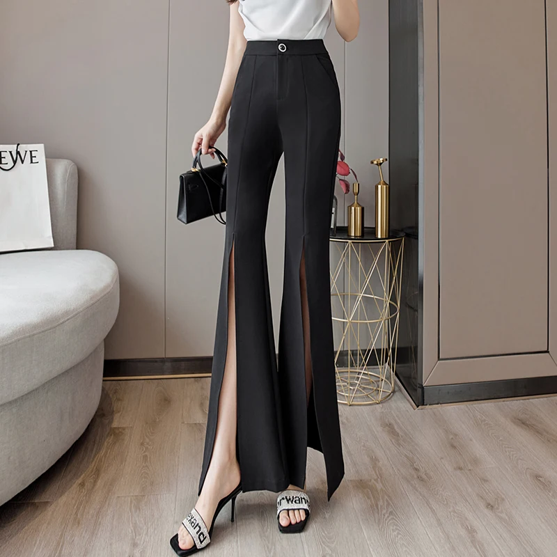 Female Pants Split Micro-bell Pants Women Summer 2022 New Slim High Waist Wide Leg Pants Black Pants Sexy Clothing 893A
Female Pants Split Micro-bell Pants Women Summer 2022 New Slim High Waist Wide Leg Pants Black Pants Sexy Clothing 893A