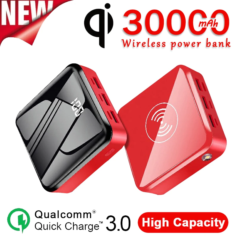 Wireless Power Bank Charger 30000mAh Mirror with Digital Display 2 USB External Battery Fast Charging Power Bank for Xiaomi
Wireless Power Bank Charger 30000mAh Mirror with Digital Display 2 USB External Battery Fast Charging Power Bank for Xiaomi