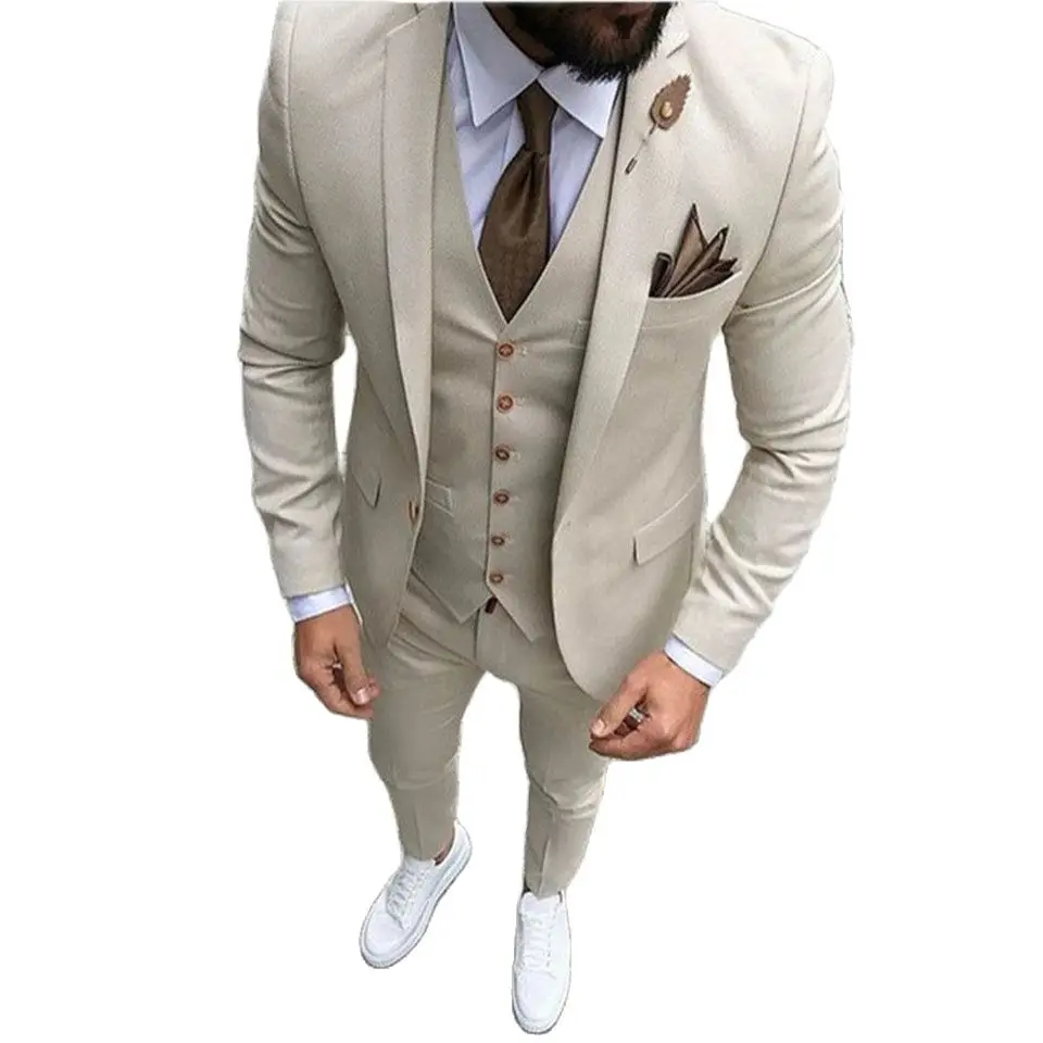 Mens Suits (Jacket+Pants+vest) Latest Coat Pant Designs Beige Prom Tuxedo Slim Fit Groom Wedding Custom Blazer Terno Masuclino
Mens Suits (Jacket+Pants+vest) Latest Coat Pant Designs Beige Prom Tuxedo Slim Fit Groom Wedding Custom Blazer Terno Masuclino