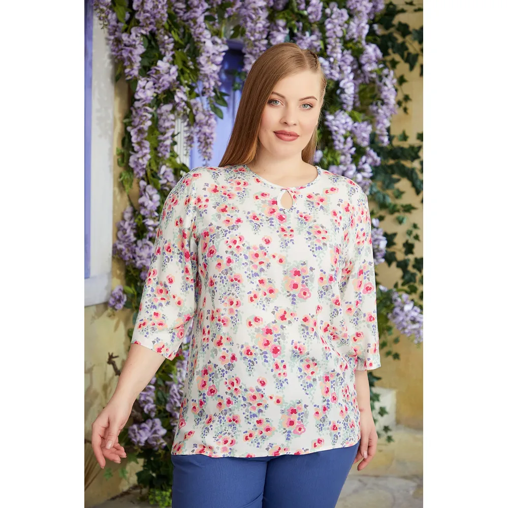 Женская блузка Fierte большого размера Rg4801 с круглым вырезом, полурукавом, цветочным узором, летняя, тонкая, повседневная, элегантная
Женская блузка Fierte большого размера Rg4801 с круглым вырезом, полурукавом, цветочным узором, летняя, тонкая, повседневная, элегантная