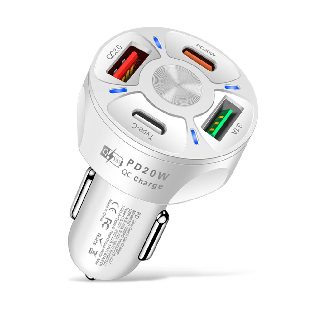 4-Port Car Charger PD USB Type-C Phone 20W Charger Fast Charging For IPhone13 Xiaomi IPad Laptops Tablet Smart Phones
4-Port Car Charger PD USB Type-C Phone 20W Charger Fast Charging For IPhone13 Xiaomi IPad Laptops Tablet Smart Phones