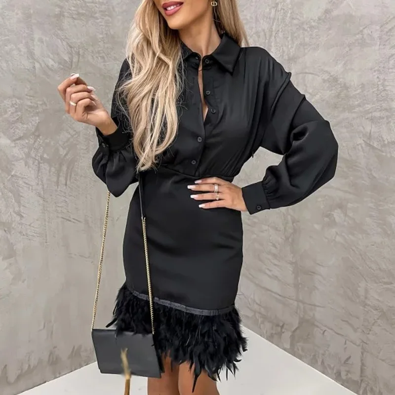 Осеннее модное платье-рубашка с отложным воротником, женское элегантное мини-платье с длинным рукавом и перьями, сексуальные Офисные Женские однотонные облегающие платья
Осеннее модное платье-рубашка с отложным воротником, женское элегантное мини-платье с длинным рукавом и перьями, сексуальные Офисные Женские однотонные облегающие платья