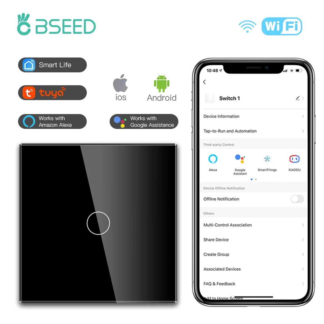 Умный выключатель BSEED, настенный сенсорный переключатель с поддержкой Wi-Fi, клавиш, с разъемом USB Type-C, 20 Вт
Умный выключатель BSEED, настенный сенсорный переключатель с поддержкой Wi-Fi, клавиш, с разъемом USB Type-C, 20 Вт