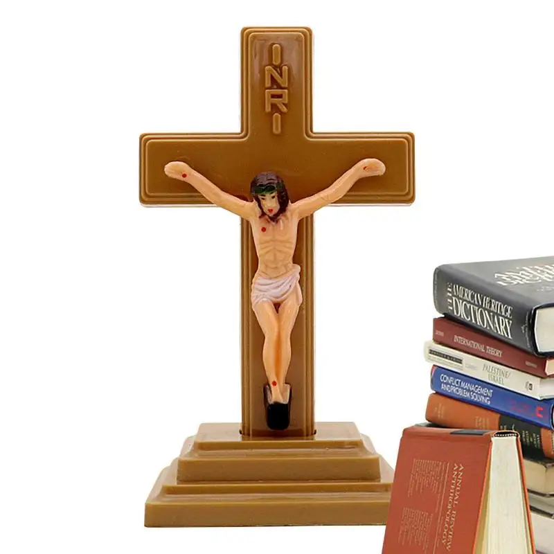 

Table Glow-in-the-Dark Catholic Jesus Cross With Stand Vintage Religious Christian Standing Crucifix Church Tabletop Decoration
