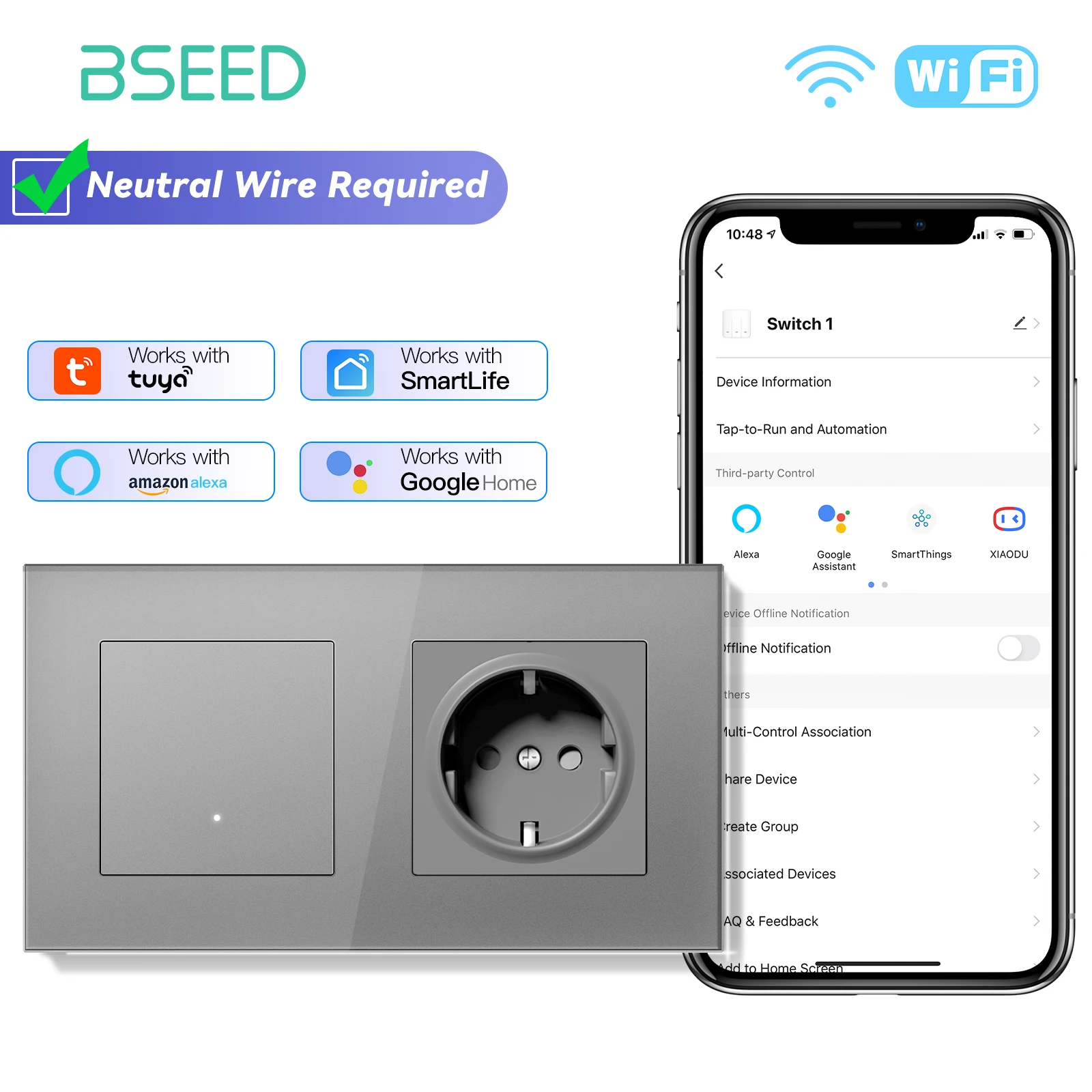BSEED Умный выключатель света стеклянный 1/2/3 Gang
BSEED Умный выключатель света стеклянный 1/2/3 Gang