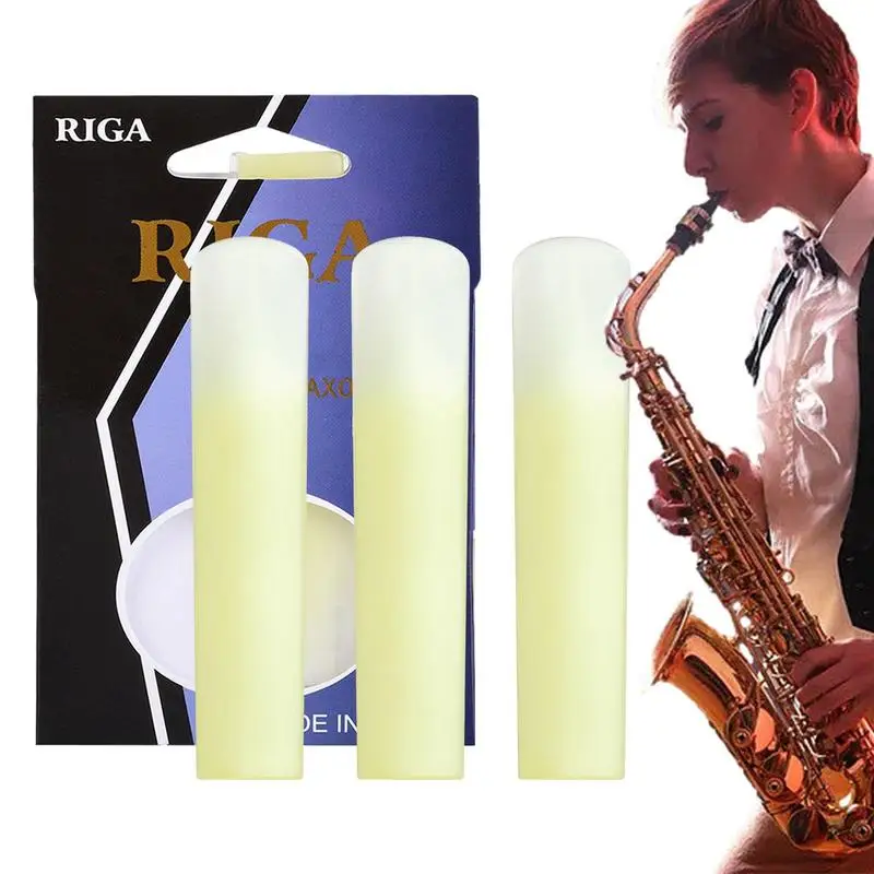 Resin Alto Saxophone Reed 3Pcs Sturdy Traditional Saxophone Reeds Multifunctional Sax Clarinet Reeds Engraved Marking & Thinner
Resin Alto Saxophone Reed 3Pcs Sturdy Traditional Saxophone Reeds Multifunctional Sax Clarinet Reeds Engraved Marking & Thinner