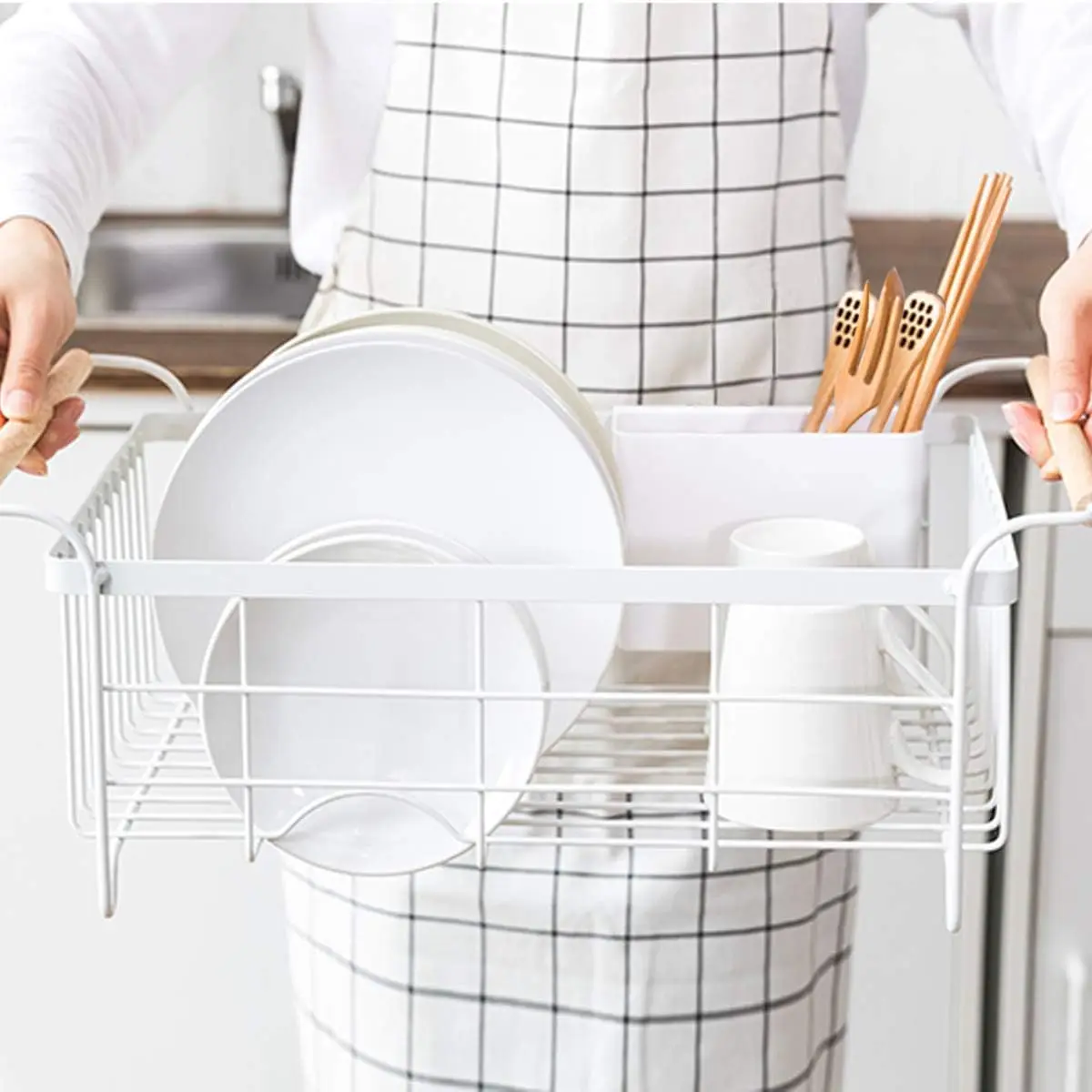 & DANY Kitchen Dish Drainer, Large Drying with Full-Mesh Storage Basket, Wooden Handle, Removable Plastic Cutlery Tray, 18.
& DANY Kitchen Dish Drainer, Large Drying with Full-Mesh Storage Basket, Wooden Handle, Removable Plastic Cutlery Tray, 18.