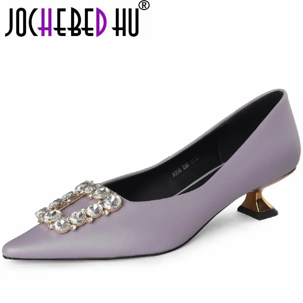 

[Jochebed hu】весенняя женская обувь на шпильке из натуральной кожи на высоком каблуке, свадебные туфли, модные женские туфли, размер 33-40