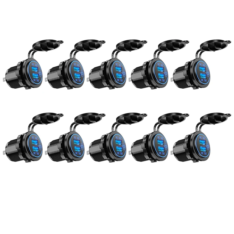 10X Quick Charge 3.0 Dual USB Car Charger 12V 36W USB Fast Charger With Switch For Boat Motorcycle Truck Golf Cart Blue
10X Quick Charge 3.0 Dual USB Car Charger 12V 36W USB Fast Charger With Switch For Boat Motorcycle Truck Golf Cart Blue