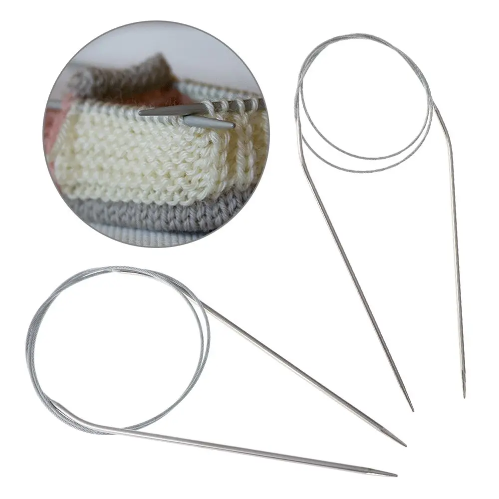 

1.5-5mm Circular Knitting Needles Stainless Steel Crochet Hook DIY Sewing Pins Weaving Needles Handmade Needlework Supplies 80cm