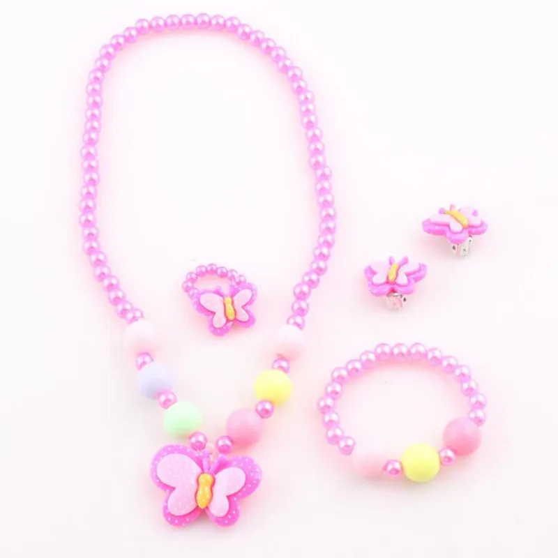 Butterfly Children Necklace Jewelry Set Candy Color Imitation Pearl Necklace Ring Earring Bracelet Set Jewelry Wholesale
Butterfly Children Necklace Jewelry Set Candy Color Imitation Pearl Necklace Ring Earring Bracelet Set Jewelry Wholesale