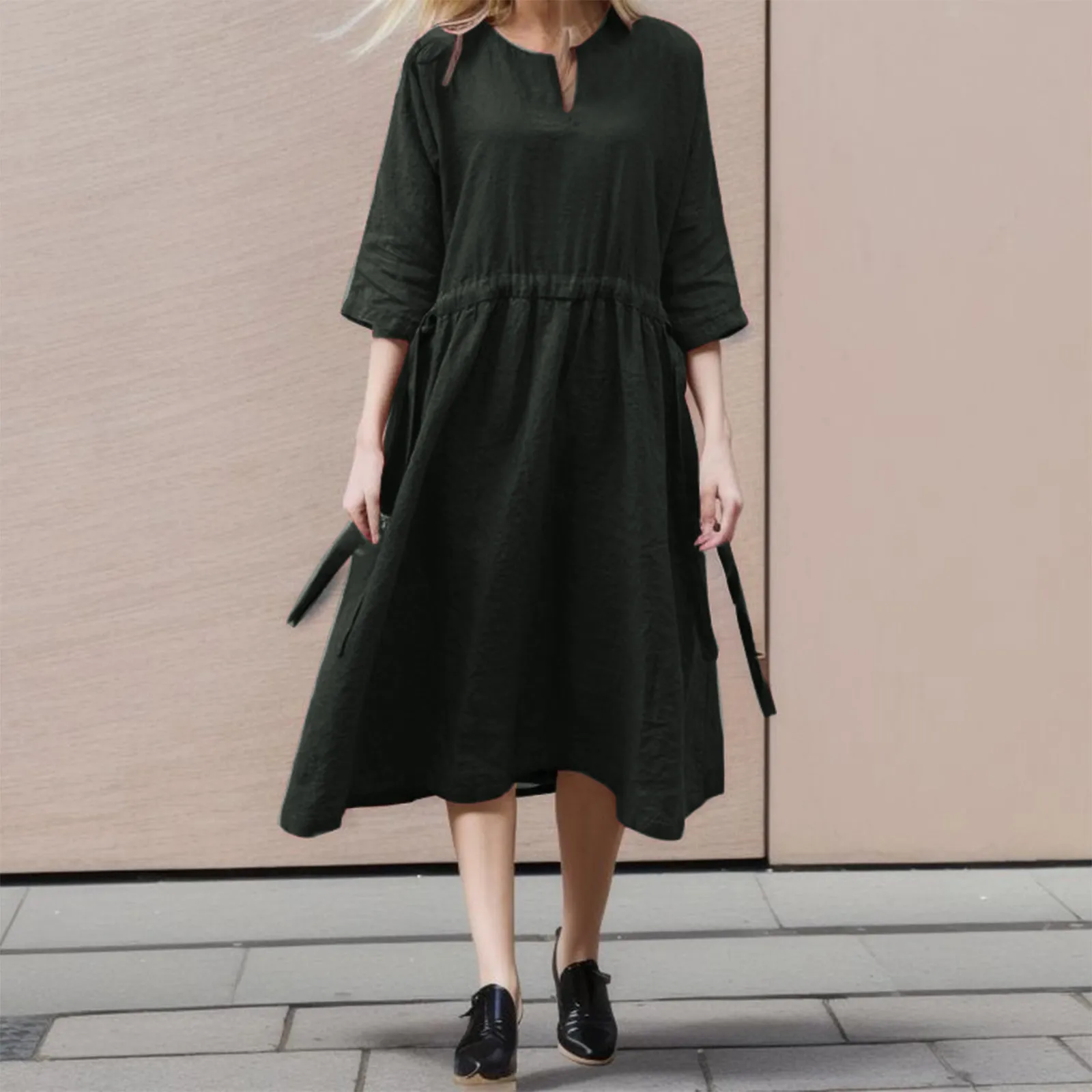 Cotton Linen Casual Loose Drawstring Waist Long Robe Autumn 2023 Vestidos Women Vintage V Neck Half Sleeve Midi Dress Robe
Cotton Linen Casual Loose Drawstring Waist Long Robe Autumn 2023 Vestidos Women Vintage V Neck Half Sleeve Midi Dress Robe