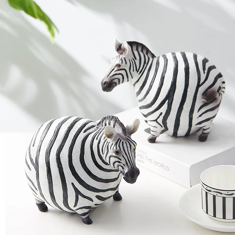 

Resin Fat Zebra Figurines Nordic Modern Animal Ornaments Desktop Zebra Model Home Room Office Animal Statue Decoration