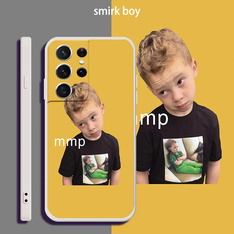 

Smirk Boy Sraight Edge Cases For Samsung S8 S9 S10 S10E S20 S21 Plus FE Lite Ultra 5G Straight Edge Silicone Soft Phone Cover