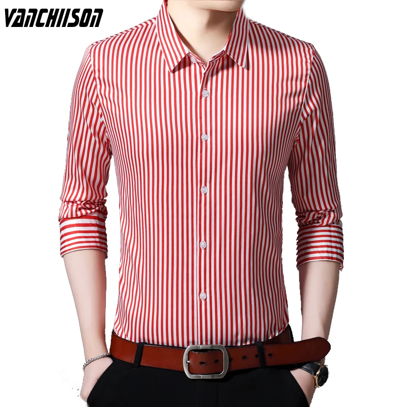 Men Office Casual Shirt 100% Cotton Stripes for Spring Summer Long Sleeve Black Red Male Fashion TUE09R43
Men Office Casual Shirt 100% Cotton Stripes for Spring Summer Long Sleeve Black Red Male Fashion TUE09R43