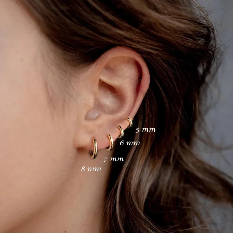 

CANNER 925 Sterling Silver Hoop Earrings for Women Multi-Sized Glossy Piercing Cartilage Huggie Round Circle Earings Jewelry