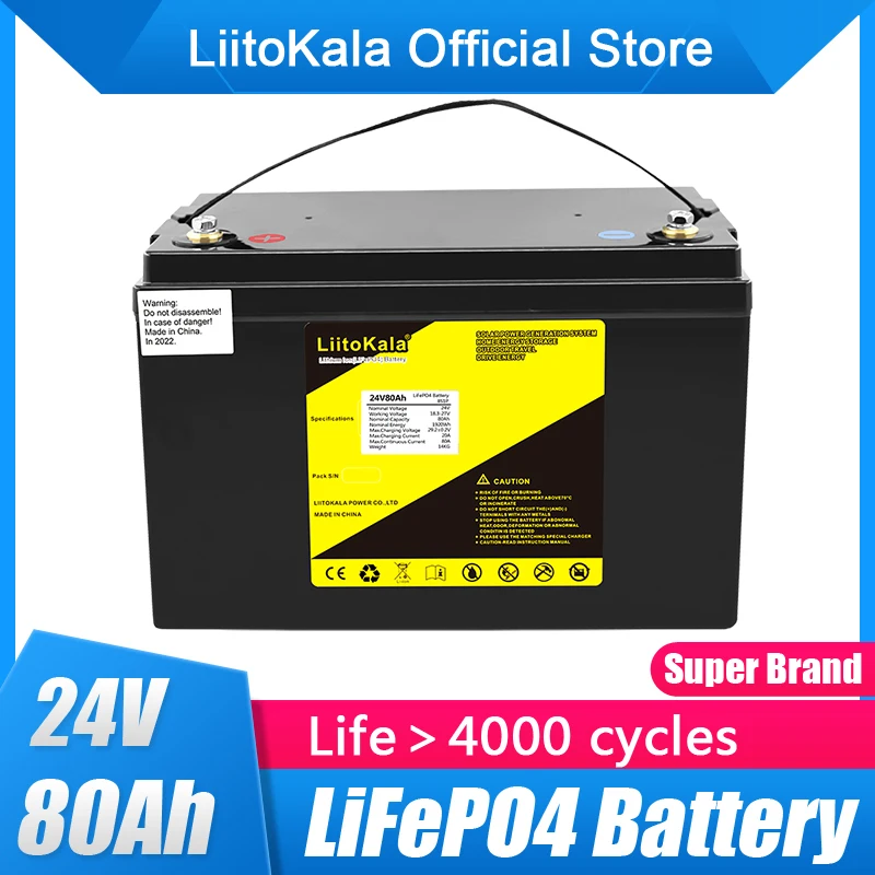 LiitoKala lifepo4 24V 80Ah 70Ah battery pack with 100A BMS for motorcycle solar system ebike power wheelchair electric scooters
LiitoKala lifepo4 24V 80Ah 70Ah battery pack with 100A BMS for motorcycle solar system ebike power wheelchair electric scooters