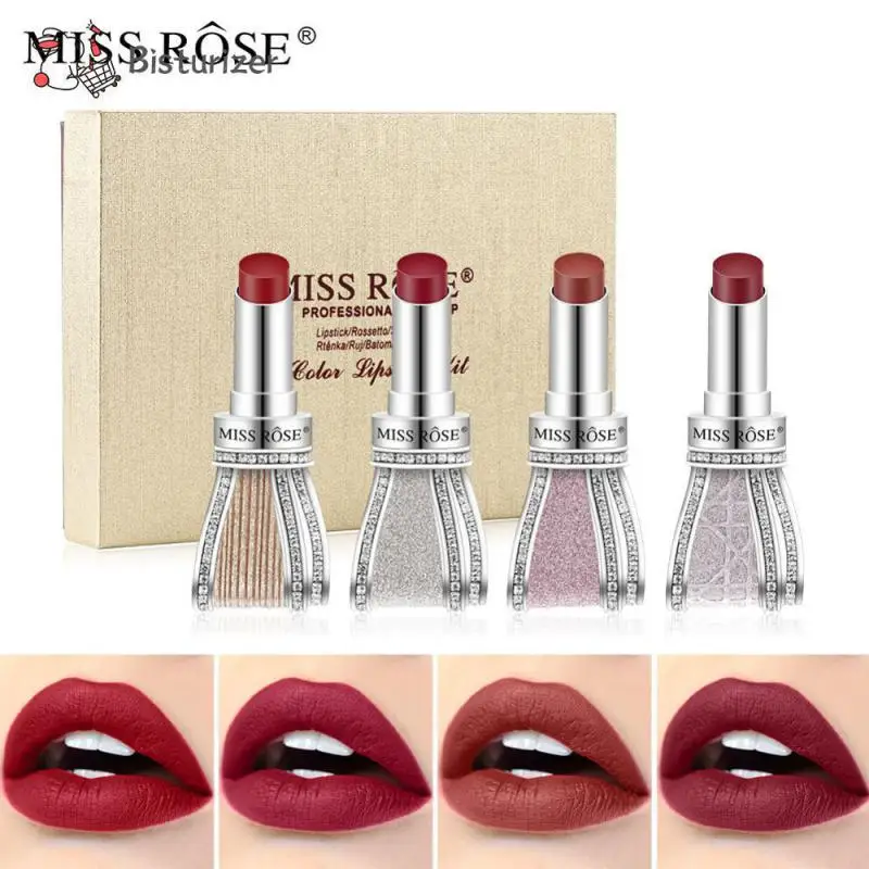

ROSEset -studded bow lipstick Long-lasting Waterproof Sweat-proof Not Easy To Fade Matte Velvet Lipstick TSLM2
