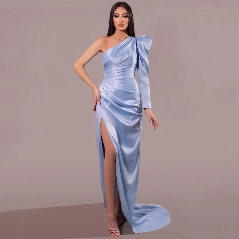 Thinyfull 2022 Prom Evening Dresses Floor Length Side Slit Party Dress One Shoulder Saudi Arabia Mermaid Cocktail Gown Plus Size 
Thinyfull 2022 Prom Evening Dresses Floor Length Side Slit Party Dress One Shoulder Saudi Arabia Mermaid Cocktail Gown Plus Size