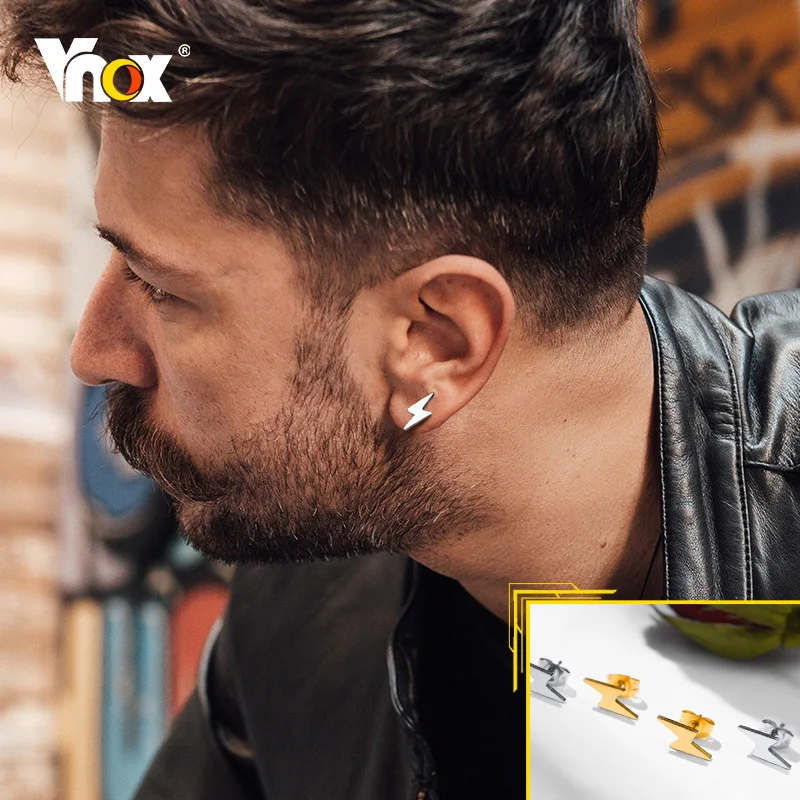 Vnox Lightning Stud Earrings for Women Men, Stainless Steel Simple Ear Jewelry, Punk Rock Gothic Male Boy Cool Accessory
Vnox Lightning Stud Earrings for Women Men, Stainless Steel Simple Ear Jewelry, Punk Rock Gothic Male Boy Cool Accessory