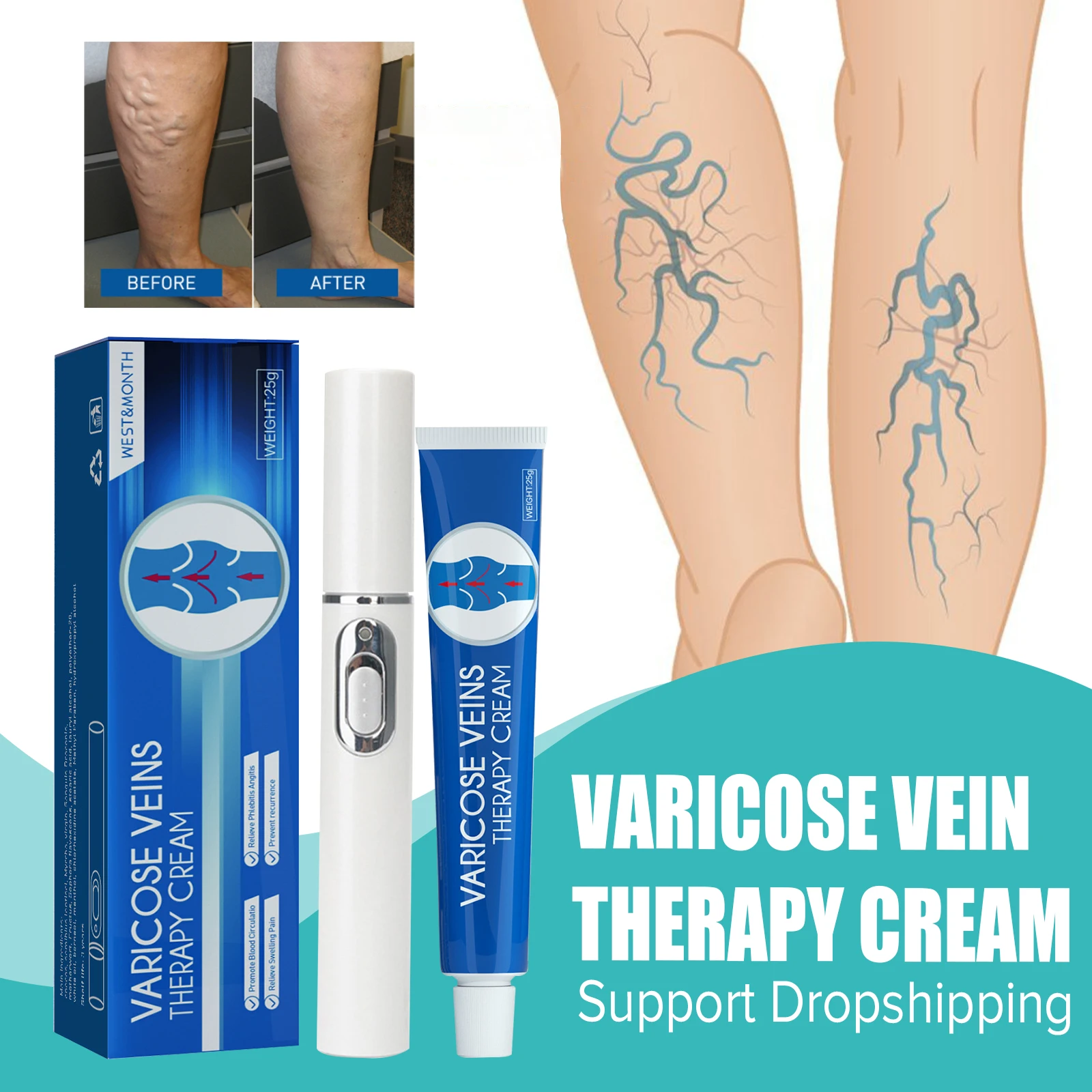 Varicose Vein Cream Muscle Massage Relieves Blood Vessel Bulging Pain Repair Earthworm Spider Leg Raised Phlebitis Massage Cream
Varicose Vein Cream Muscle Massage Relieves Blood Vessel Bulging Pain Repair Earthworm Spider Leg Raised Phlebitis Massage Cream