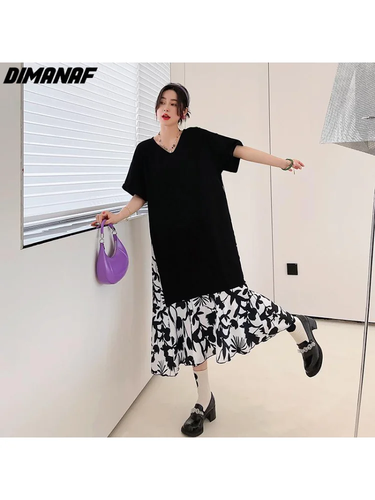 DIMANAF Summer Plus Size Fashion Women Elegant Black Floral Print Spliced Cotton Long Dress Loose Clothing
DIMANAF Summer Plus Size Fashion Women Elegant Black Floral Print Spliced Cotton Long Dress Loose Clothing