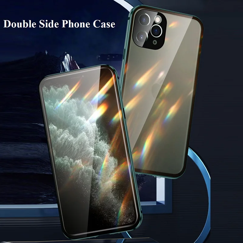 Double Sided Magnetic Metal Tempered Glass Phone Case with Lock Sanp For iPhone 12 11 Pro Max For iphoneSe 2020
Double Sided Magnetic Metal Tempered Glass Phone Case with Lock Sanp For iPhone 12 11 Pro Max For iphoneSe 2020