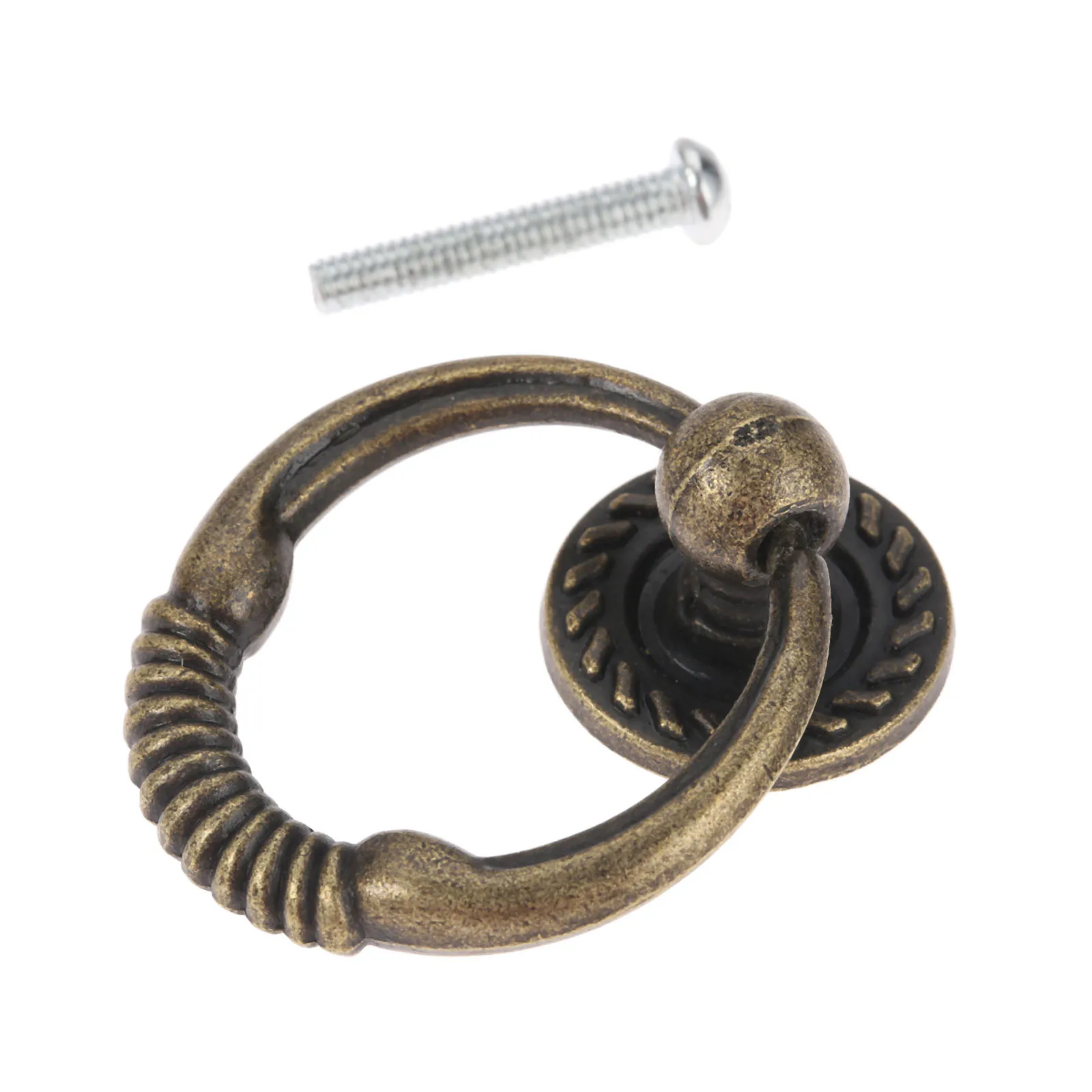 

1pc Antique Bronze Cabinet Knob Cupboard Drawer Pull Handle Dresser Ring Pulls with Screws 43*37mm Furniture Fittings