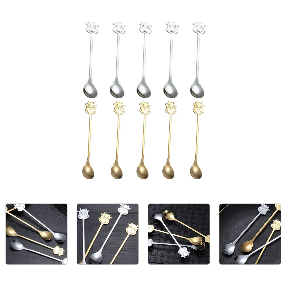 

Spoon Spoons Coffee Ice Cream Scoop Stirring Mixing Mini Cute Stainless Cappuccino Steel Honey Sugar Cowdemitasse Dessert