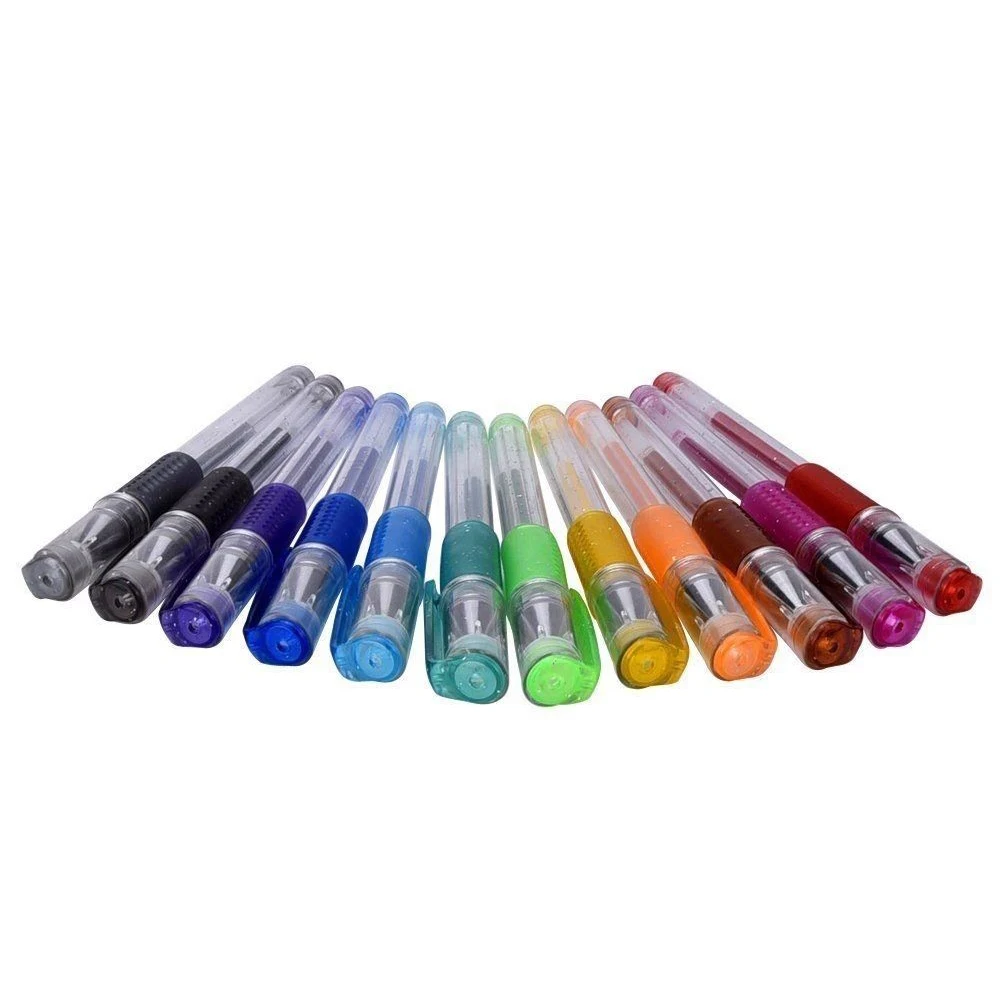

12pcs/set Home Non Toxic 0.8mm Multifunction Durable 15cm Coloring Sketch Write Art Supplies Glitter Gel Pens