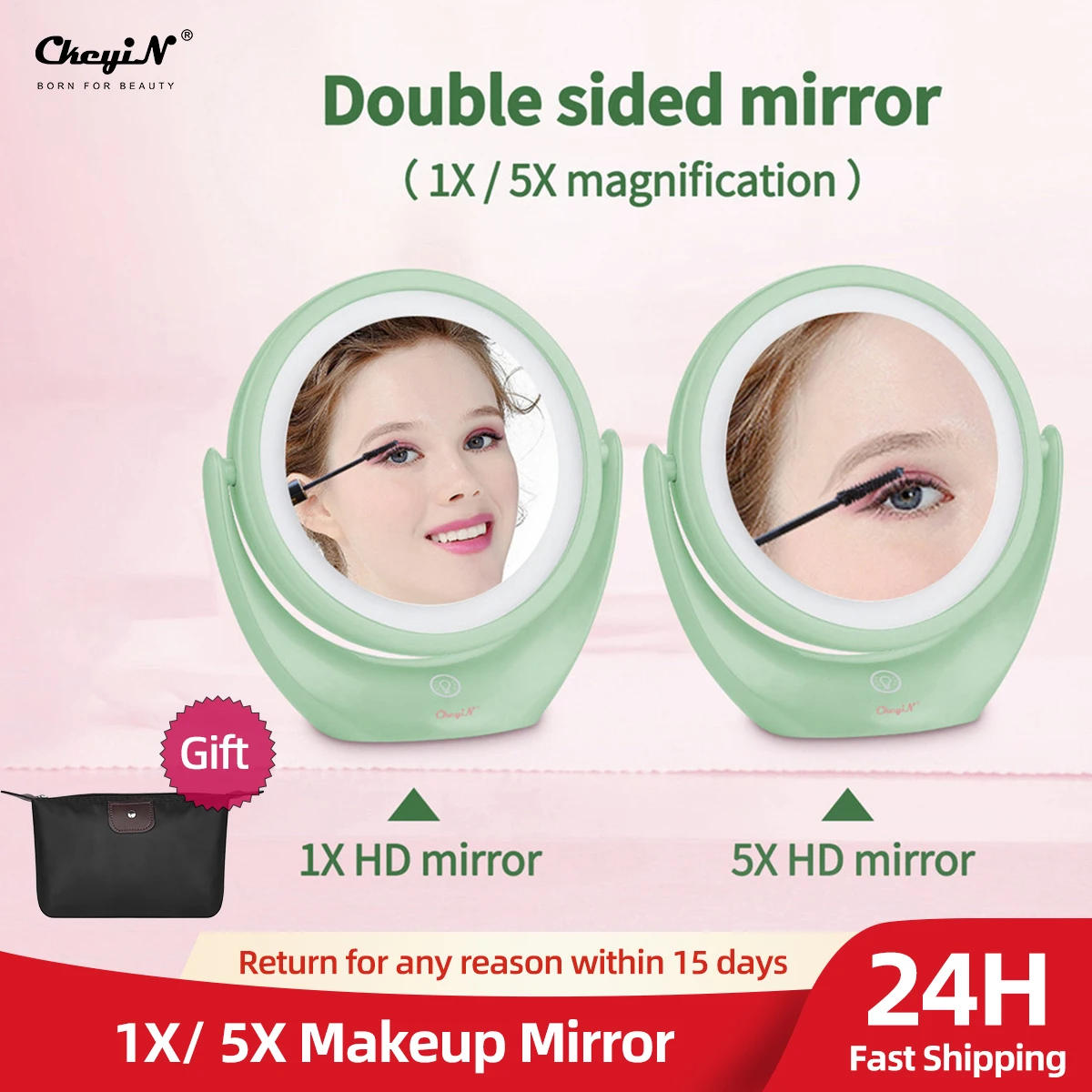 USB 1X 5X Makeup Mirror Double-Sided Magnifying Vanity Mirror LED Magnification Cosmetic Mirror 360 Degree Swivel Touch Control
USB 1X 5X Makeup Mirror Double-Sided Magnifying Vanity Mirror LED Magnification Cosmetic Mirror 360 Degree Swivel Touch Control