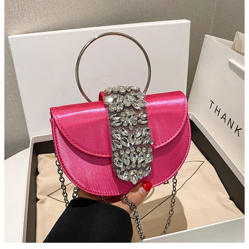 Shiny Rhinestone Metal Ring Half Round Bags Women Elegant Boutique Handle Evening Clutch Purses And Handbags Wedding Party
Shiny Rhinestone Metal Ring Half Round Bags Women Elegant Boutique Handle Evening Clutch Purses And Handbags Wedding Party